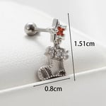 Silver color / 1 Piece Simple Series Classic Star Copper Silver Color Zircon Women's Dangle Earrings 